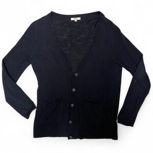 Madewell Black Slouchy V-Neck Cardigan Sweater